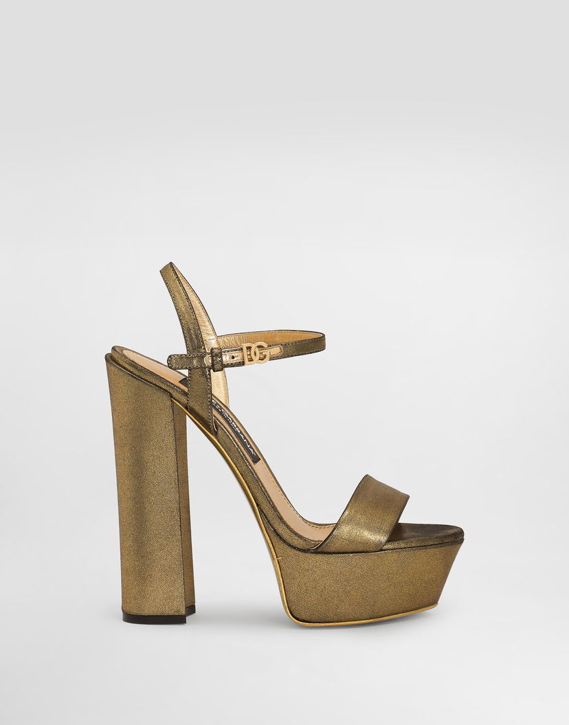 Кецове и обувки Dolce & Gabbana Foiled Organzine Platform Sandals Металик | CR1781A573680997