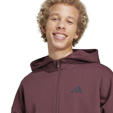 Суитчър adidas Performance 3-Stripes Full-Zip Hoodie Бургунди | JD4830, 4