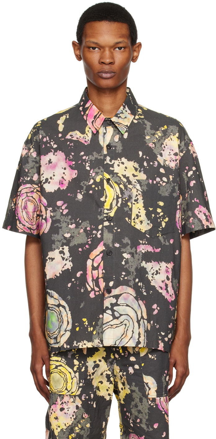 Риза ISABEL MARANT Abstract Print Short Sleeve Shirt Черно | 23PCH0039HA-A1I40H