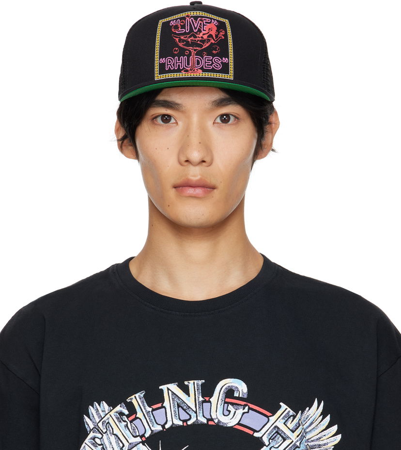 Шапка с козирка Rhude Rhude 'Live Rhudes' Trucker Hat Черно | RHPF25HA01747