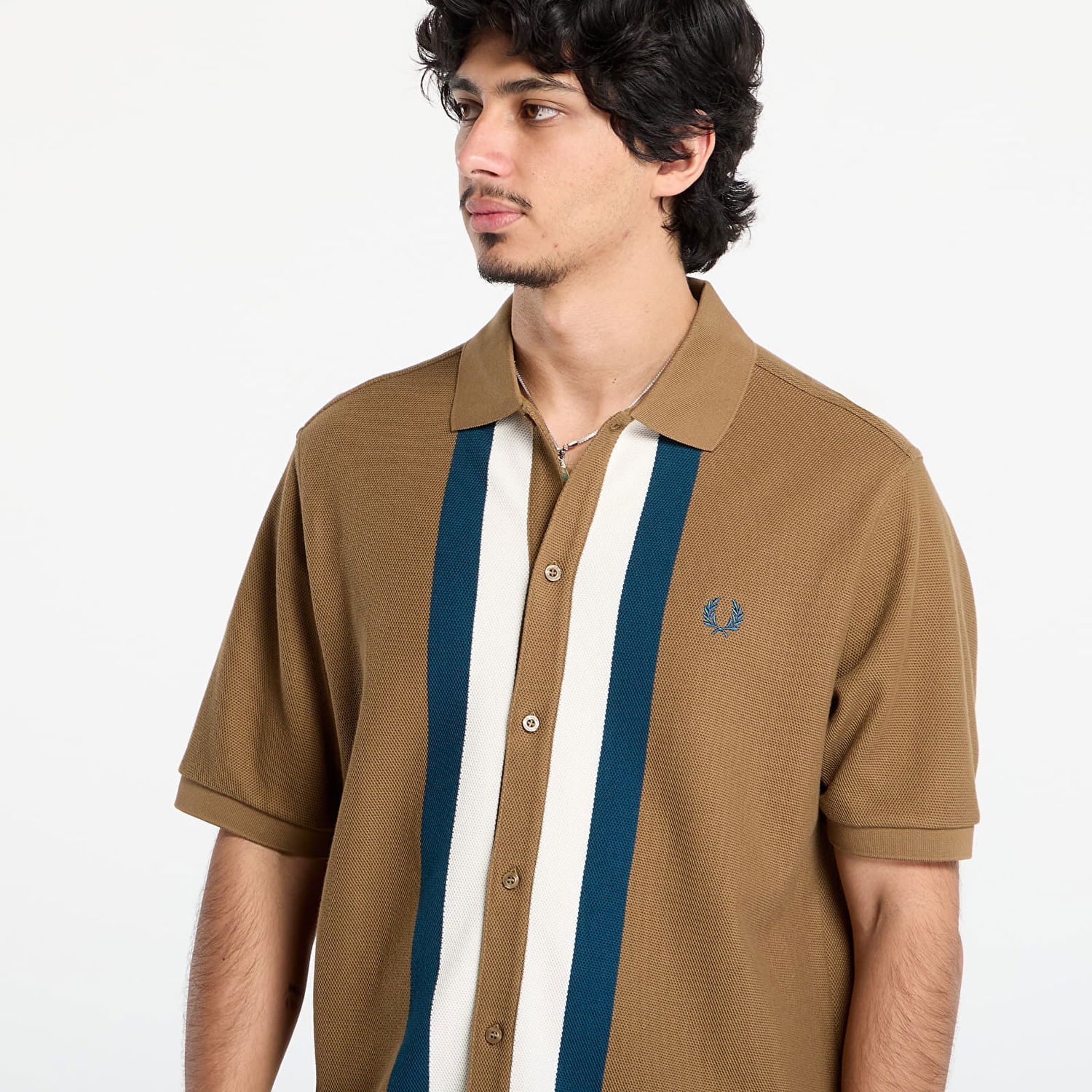 Поло тениска Fred Perry Fred Perry Panelled Button Through Polo Shirt Кафяво | M8522 P96, 1