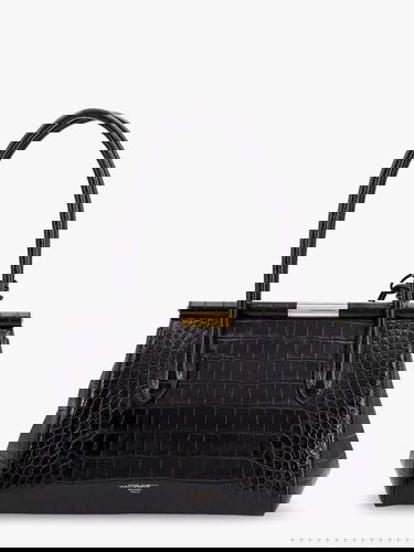 Дамска чанта Dolce & Gabbana Dolce & Gabbana Marlene Croc-Embossed Leather Top-Handle Bag Черно | BB7734AU78780999, 2