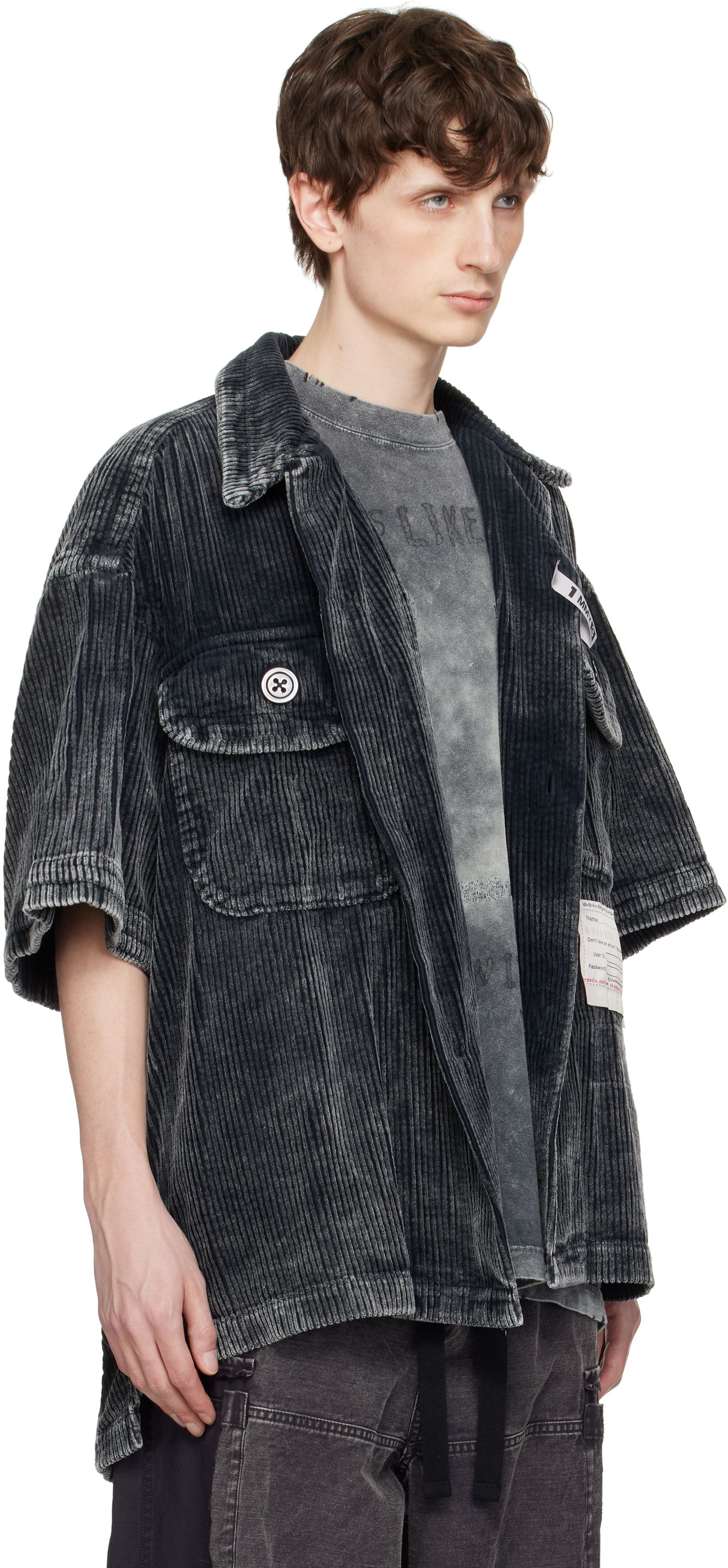 Яке Maison MIHARA YASUHIRO MIHARA YASUHIRO Amateur Sewn Like Corduroy Short-Sleeve Shirt Сиво | A14SH084, 1