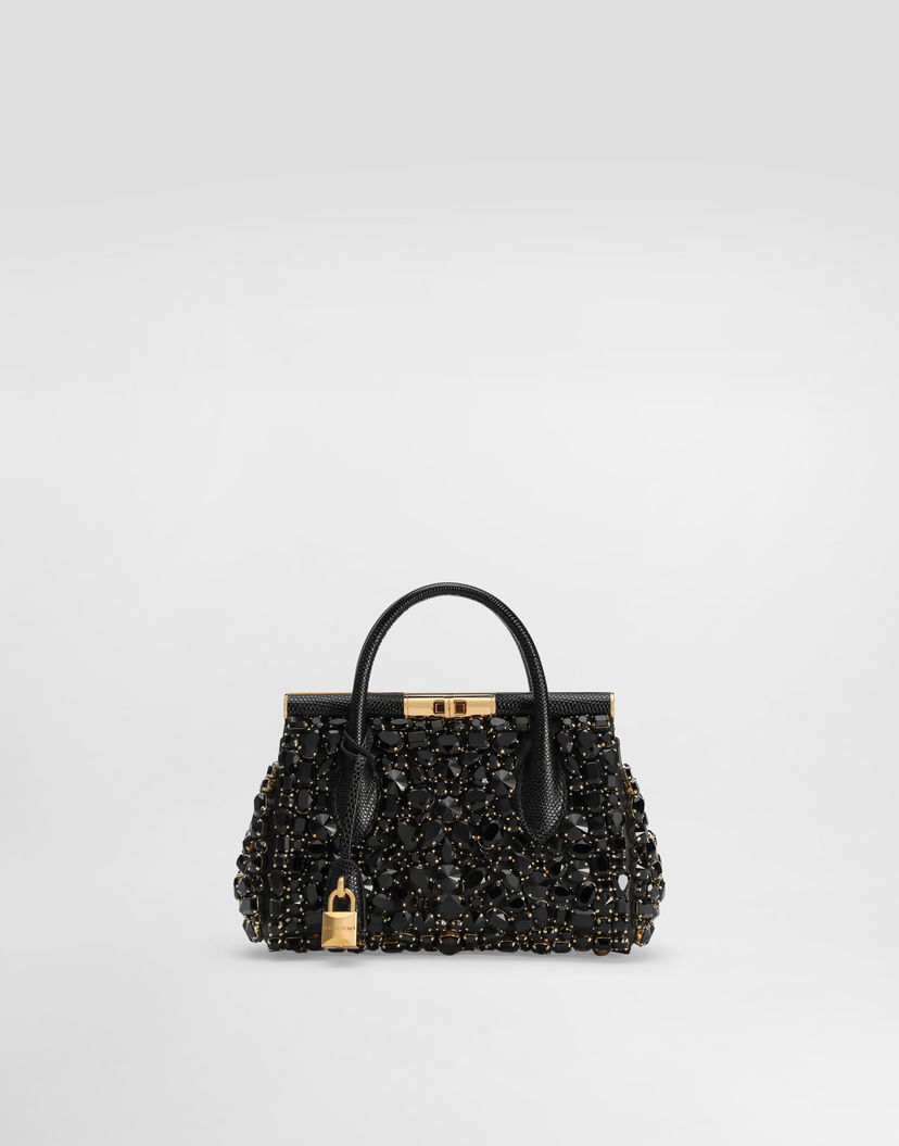 Дамска чанта Dolce & Gabbana Dolce & Gabbana Mini Marlene Iguana-Print Calfskin Handbag Черно | BB7744AJ6798S485