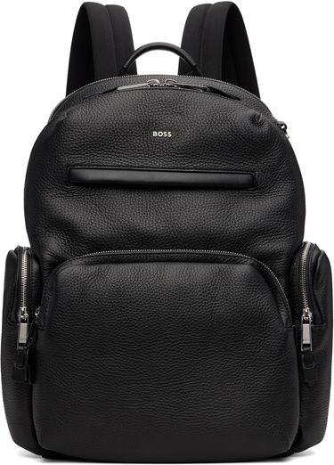 Раница BOSS BOSS Leather Backpack with Zipped Side Pockets Черно | 50552436, 0