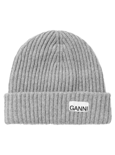 Шапка GANNI Structured Rib Beanie Сиво | 5714667416078