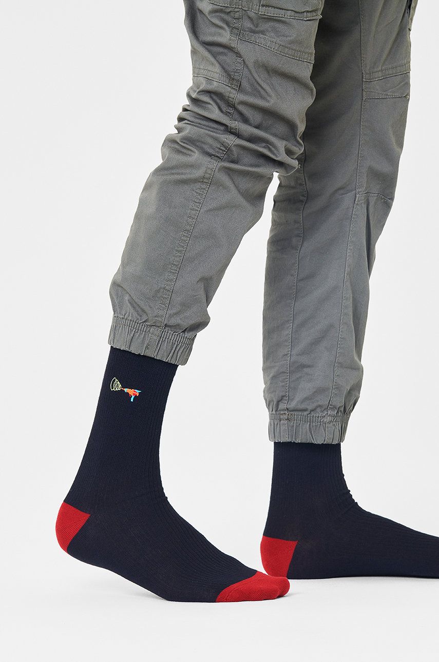 Чорапи Happy Socks Ribbed Embroidery Lazer Crew Socks Черно | RELAZ01.9300.M, 0