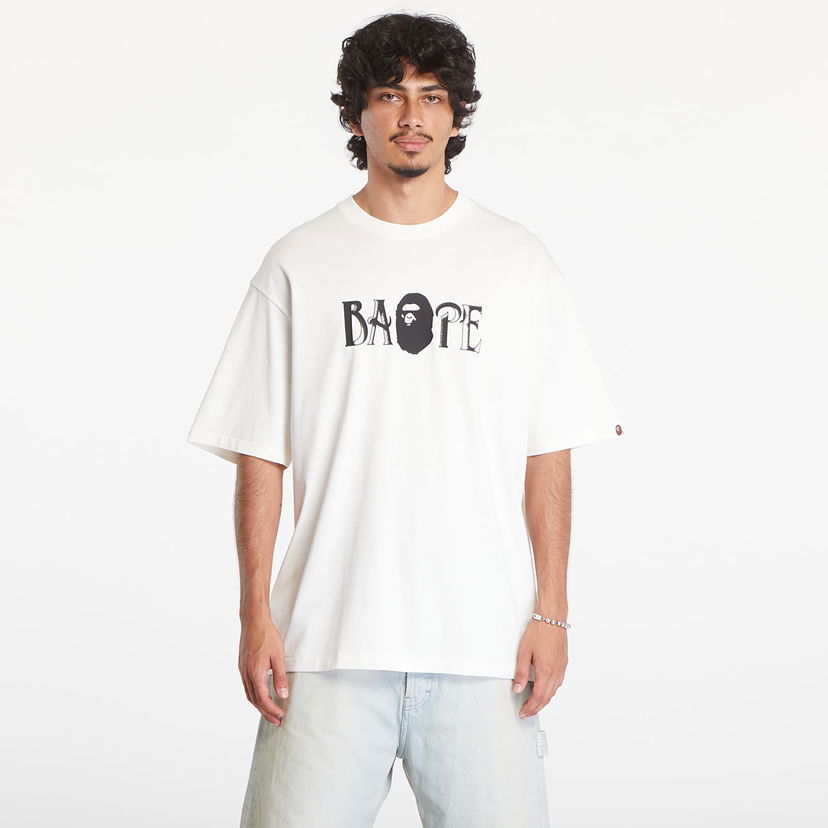 Тениска BAPE A BATHING APE Screen Print Logo Relaxed Fit Short Sleeve Tee Ivory Бяло | 001TEK801347M IVY