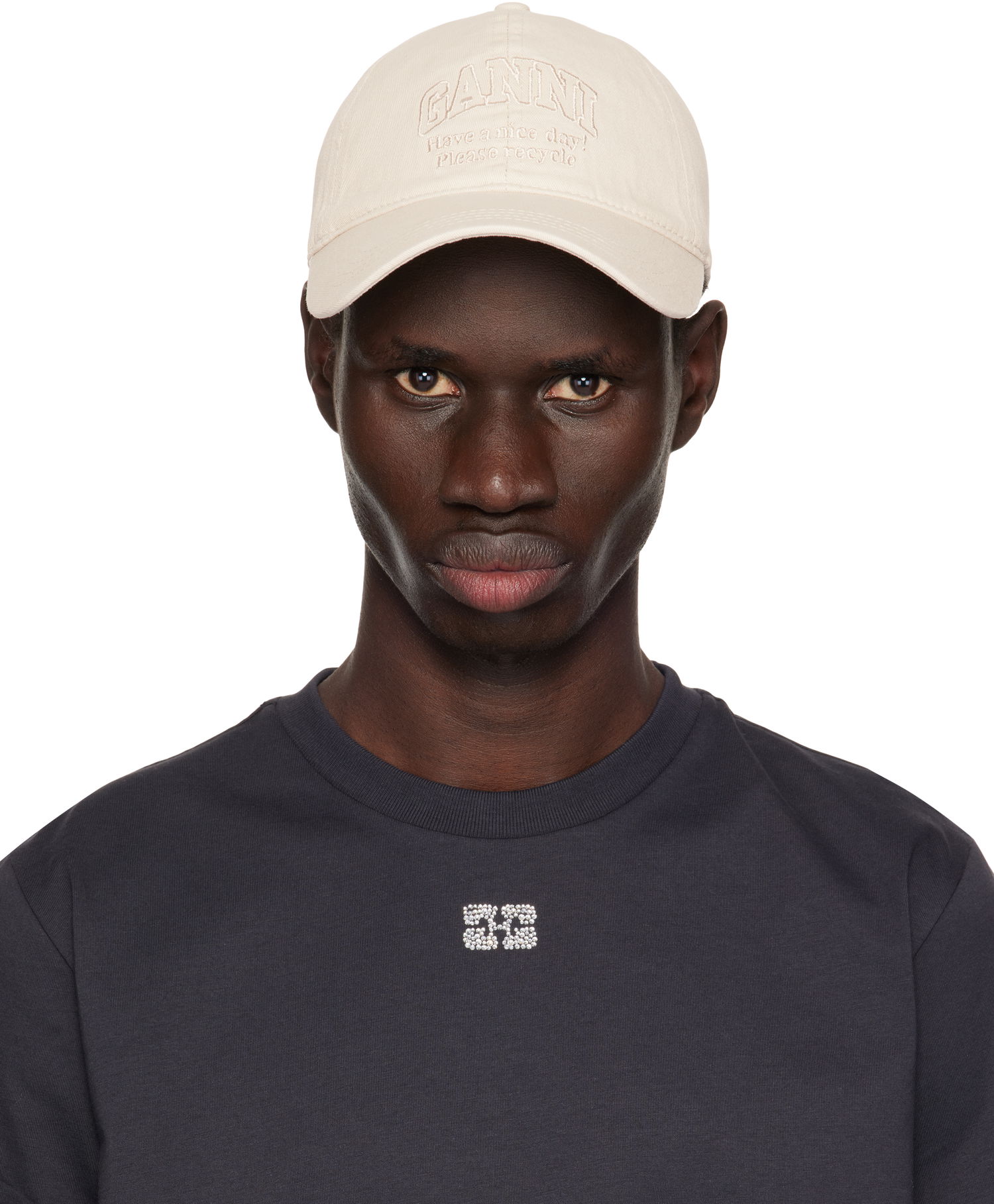 Тениска GANNI GANNI Embroidered Logo Cap Тъмно синьо | A5861, 0