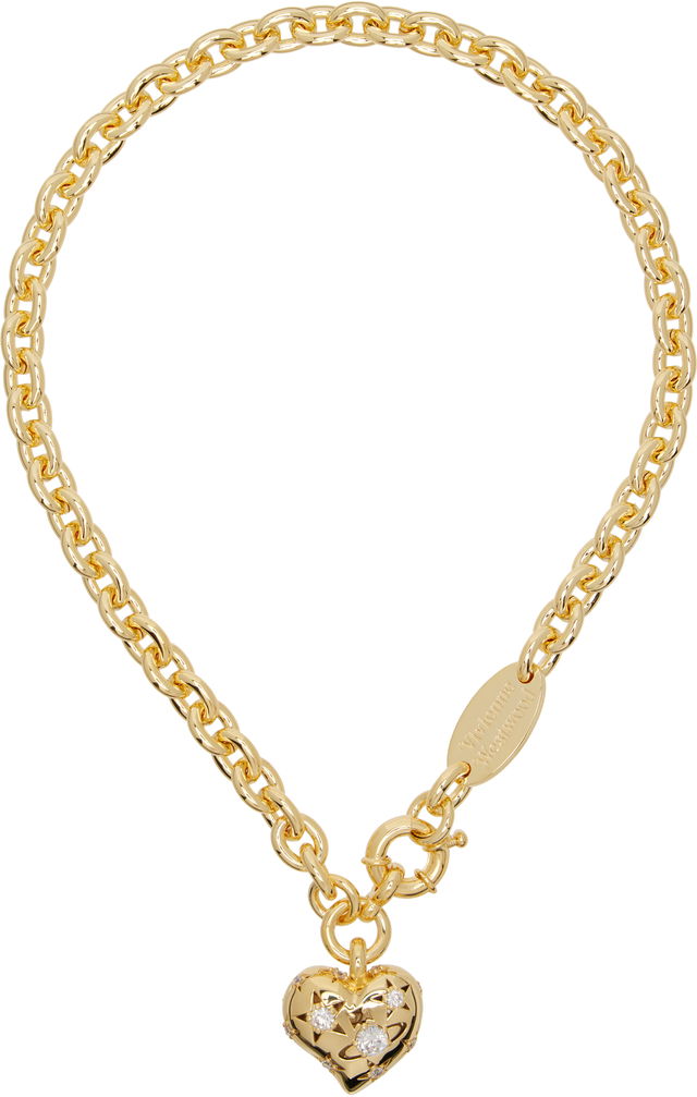 Vivienne Westwood Lee Chunky Chain Heart Pendant Necklace with Embellishments