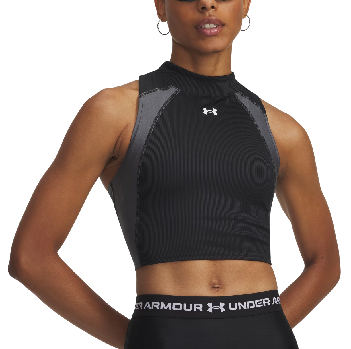 Съкратен топ Under Armour HeatGear Rib Mock Neck Crop Top Черно | 6003985-001, 0