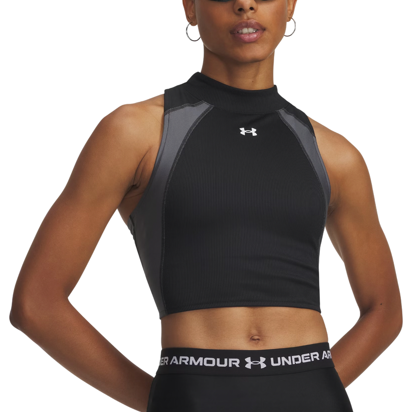 Съкратен топ Under Armour HeatGear Rib Mock Neck Crop Top Черно | 6003985-001