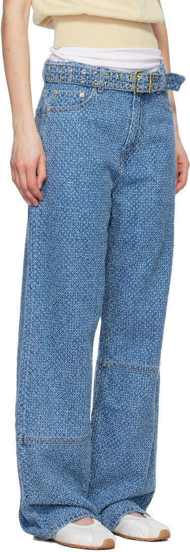 Дънки GANNI GANNI Izey Fluffy Belt Jeans Синьо | J1721, 1