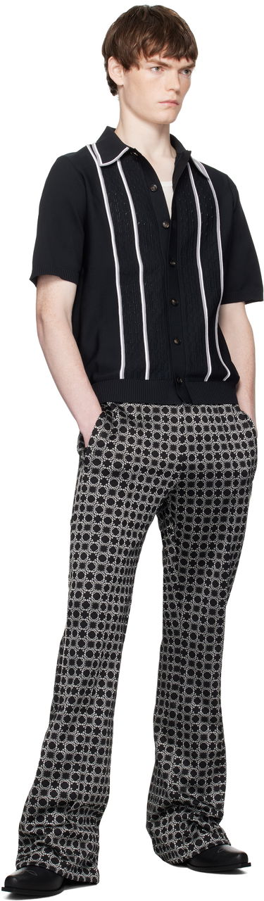 Поло тениска AMIRI AMIRI Script Stripe Knit Polo Черно | AMKNIR1025, 3