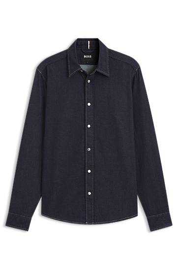 Риза BOSS Regular-fit Stretch Denim Shirt Тъмно синьо | 50556188, 0