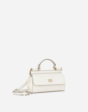 Дамска чанта Dolce & Gabbana Dolce & Gabbana Sicily Small Dauphine Leather Top Handle Bag Бяло | BB7116B100180001, 2