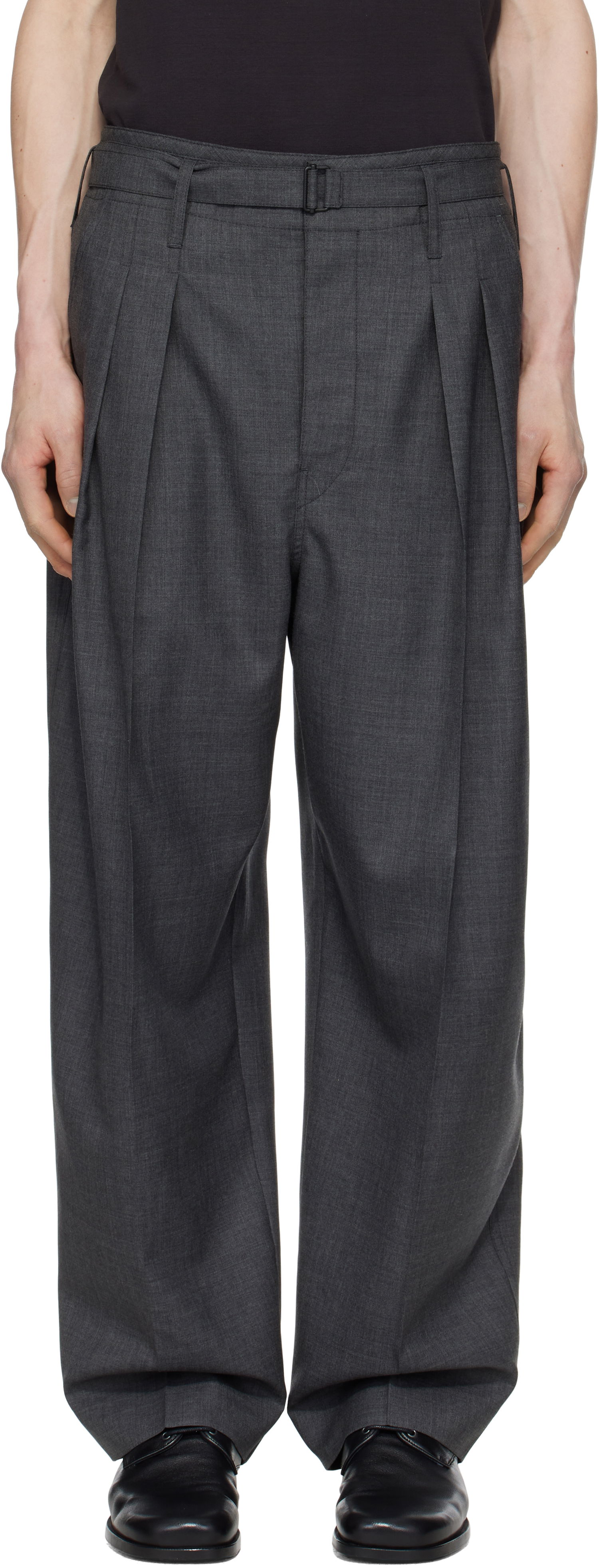Панталони LEMAIRE Lemaire Belted Pleated Trousers Сиво | PA1173 LF1386, 0