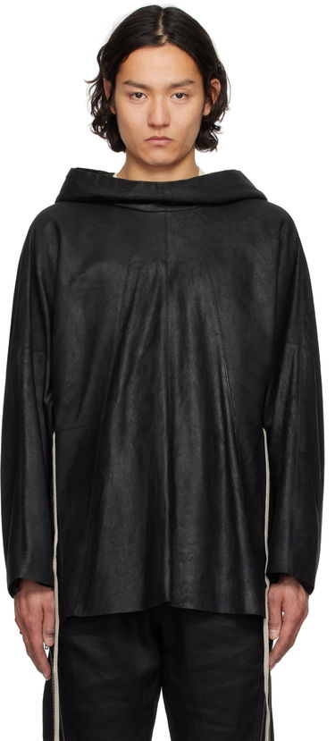 Суитчър Rick Owens Rick Owens Hollywood Hooded Tunic Leather Jacket Черно | RR01E5702 LBA, 0