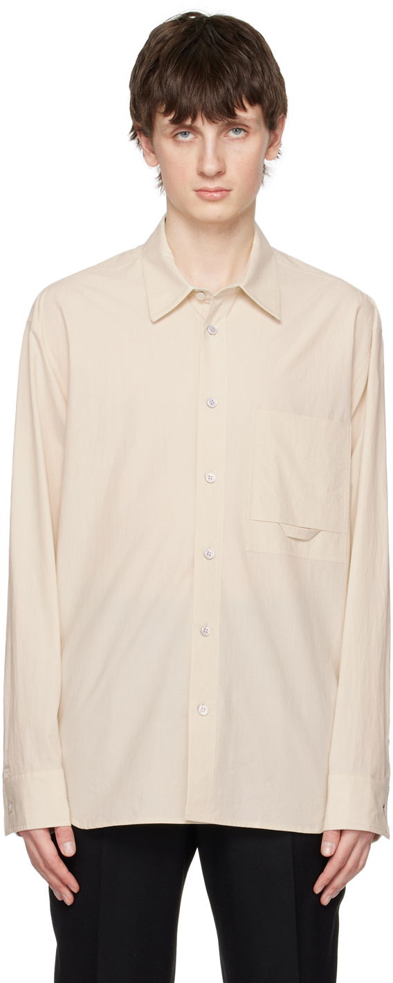 Embroidered Long-Sleeve Button-Up Shirt with Flap Chest Pocket