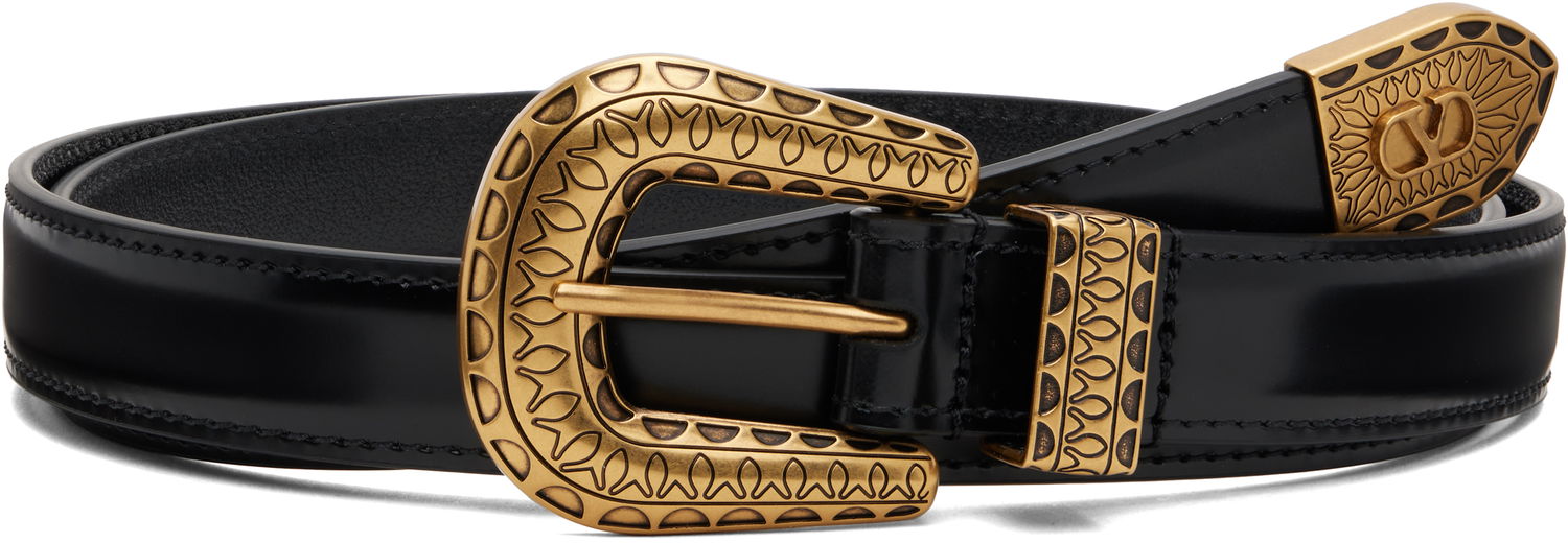Колани Valentino VLogo Signature Brushed Calfskin Belt by Valentino Garavani Черно | 7Y2T0SQ9QBH, 0