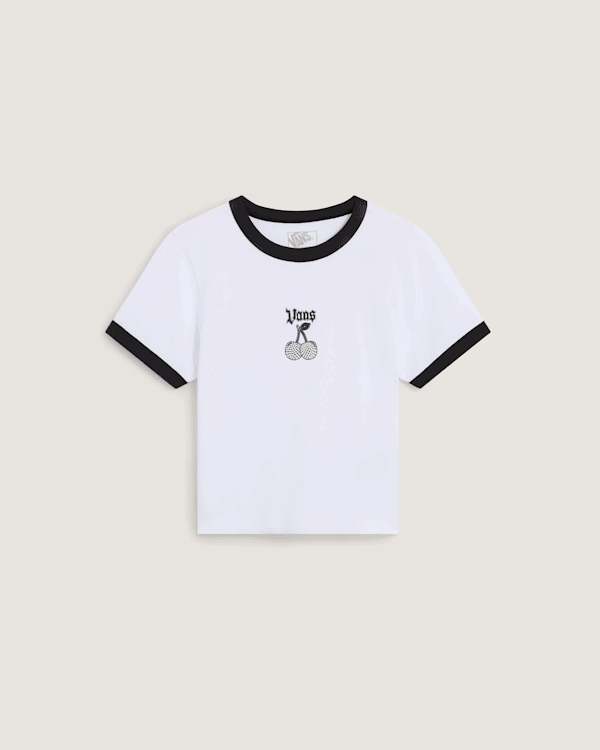 Съкратен топ Vans Cherry Bom Ringer Tee Бяло | VN000WBEWHT, 0