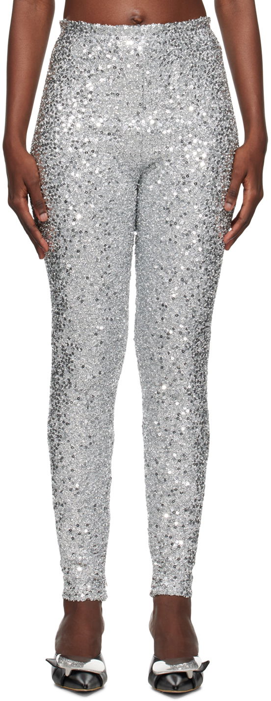 Клинове We11done We11done Sequined Leggings Металик | WD-LE3-23-246-W-SV, 0