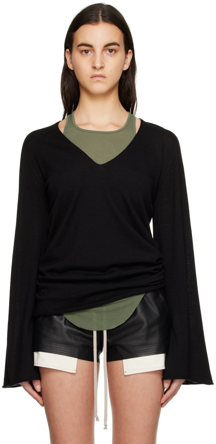 Пуловер Rick Owens V-Neck Long Sleeve Sweater Черно | RP01C5616 M, 0