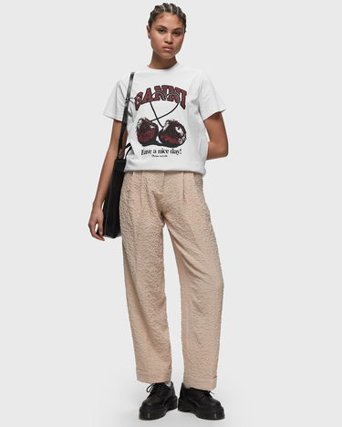 Тениска GANNI Basic Jersey Cherry Relaxed Tee Бяло | T3860-151, 1