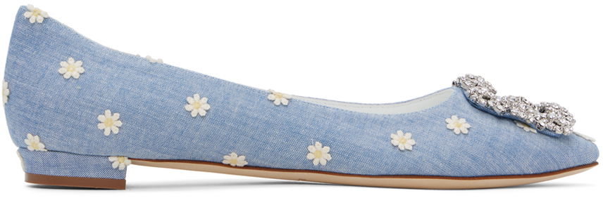 Облекло Manolo Blahnik Manolo Blahnik Hangisiflat Daisy Ballerina Flats Синьо | 124-2560-0001, 0