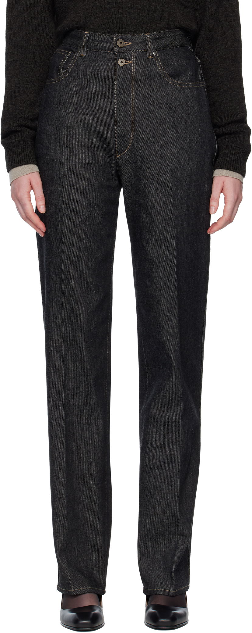 Дънки LEMAIRE LEMAIRE High Waisted Straight Jeans Черно | PA1229 LD1061