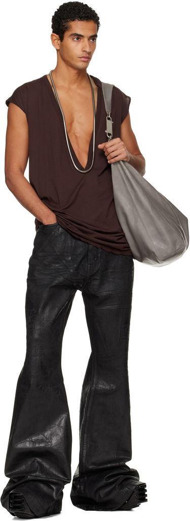 Тениска Rick Owens DRKSHDW Concordians Dylan Deep V-neck T-shirt Кафяво | DU02E7157 BH, 3