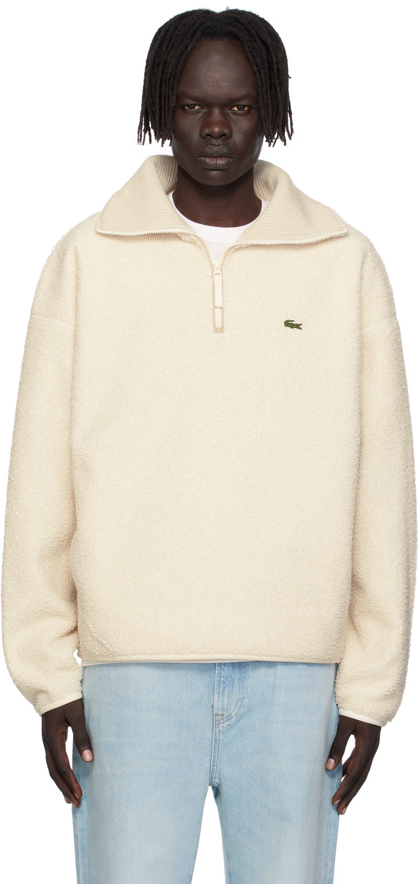Суитчър Lacoste Lacoste High Zipped Neck Sweatshirt Бежово | SH5500_XFJ