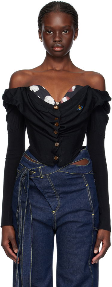 Пуловер Vivienne Westwood Vivienne Westwood Bea Off-the-Shoulder Blouse Черно | 1803002V-Y001A, 0