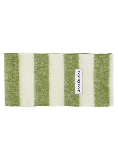 Шал Acne Studios Vally Breton Stripe Scarf Olive Green/White Зелено | CA0245-DIF