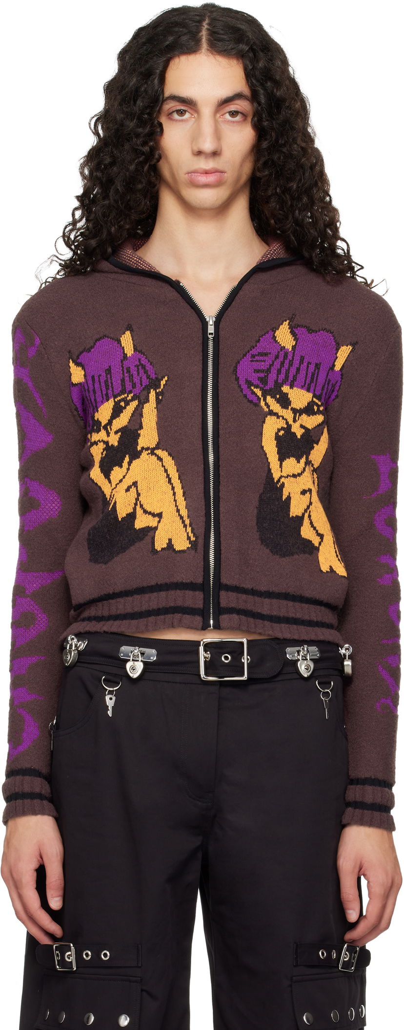 Суитчър Chopova Lowena Tammie Jo Graphic Knit Cropped Zip-Up Hoodie Многоцветен | 5256