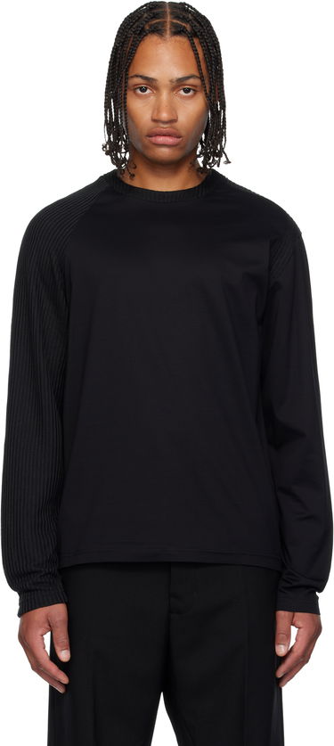 Тениска HELIOT EMIL Obscura Long Sleeve T-Shirt with Ribbed Details Черно | AW25_M_09_152_BLK01, 0