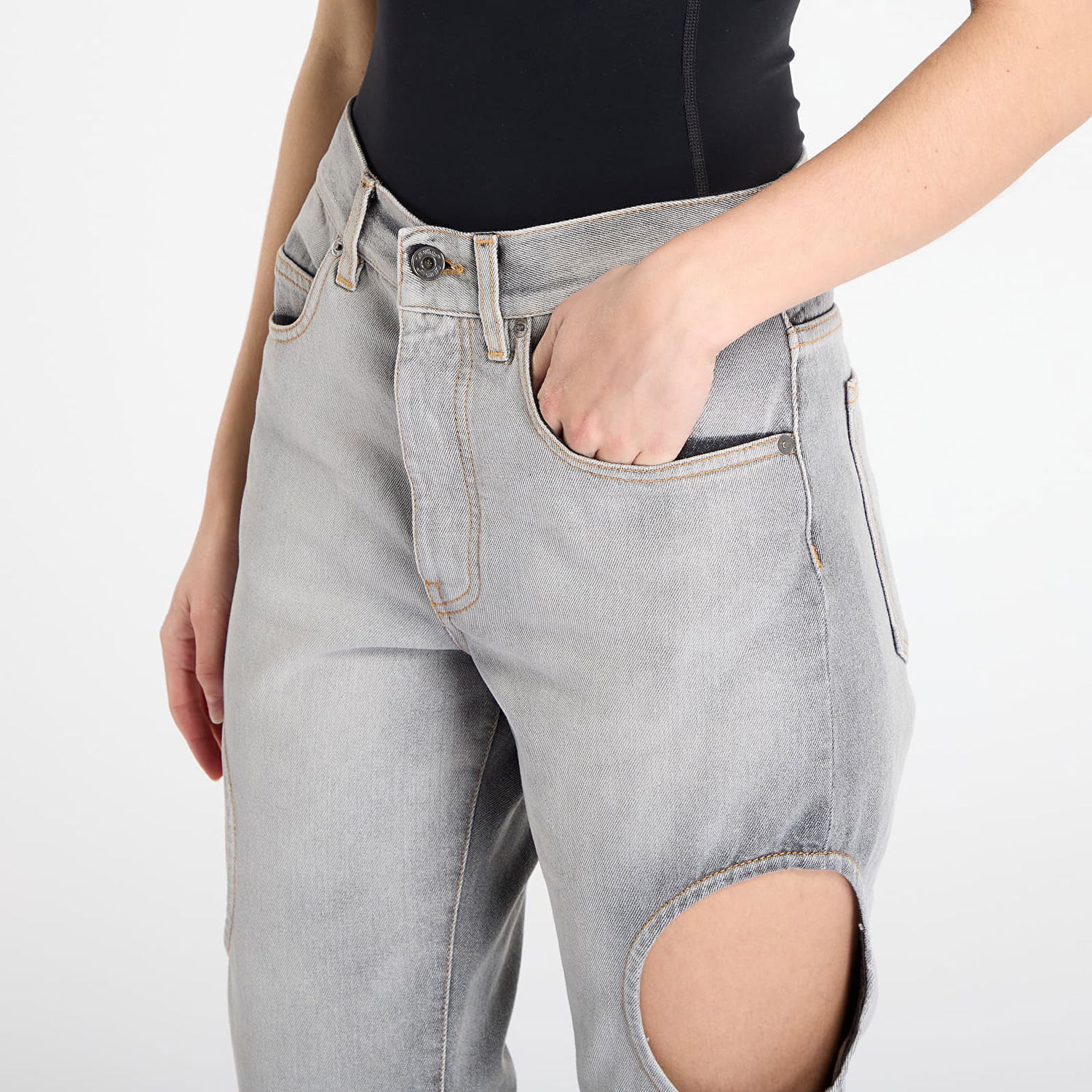 Дънки Off-White Meteor Cut-Out Straight-Leg Denim Pants Сиво | OWYA06AF25DEN0011200, 1
