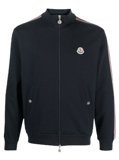 Суитчър Moncler Stripe-Detail Zip-Up Sweatshirt Тъмно синьо | I10918G00052V8162