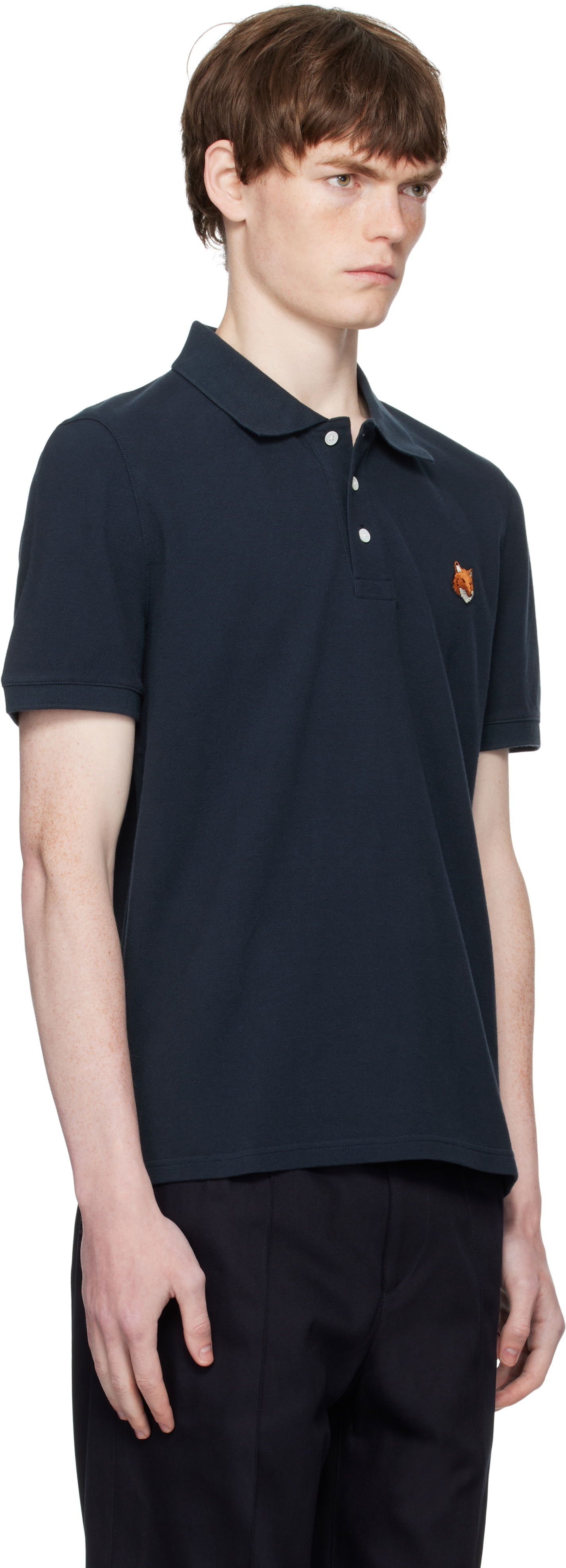 Поло тениска MAISON KITSUNÉ Maison Kitsuné Fox Head Patch Regular Fit Polo Тъмно синьо | PM00209KP0002, 1