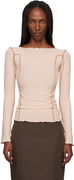 Omato Ribbed Exposed Seam Long Sleeve Top