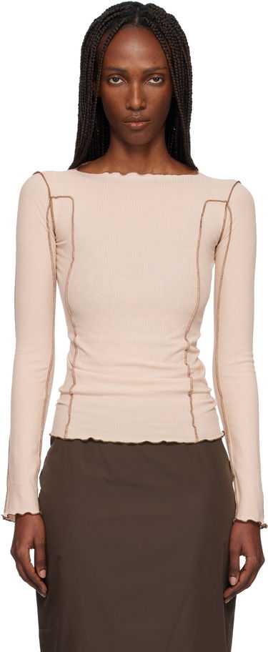 Тениска Baserange Omato Ribbed Exposed Seam Long Sleeve Top Бежово | TTOML-CR-WI25, 0