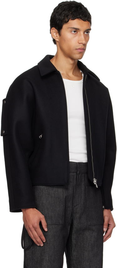 Яке бомбър Courrèges Courrèges Embroidered Wool Bomber Jacket Черно | 325CBL308WO0118, 1