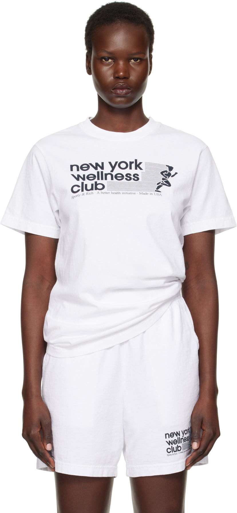 Тениска Sporty & Rich 'Wellness Club' Print T-Shirt Бяло | TO043506128WH01