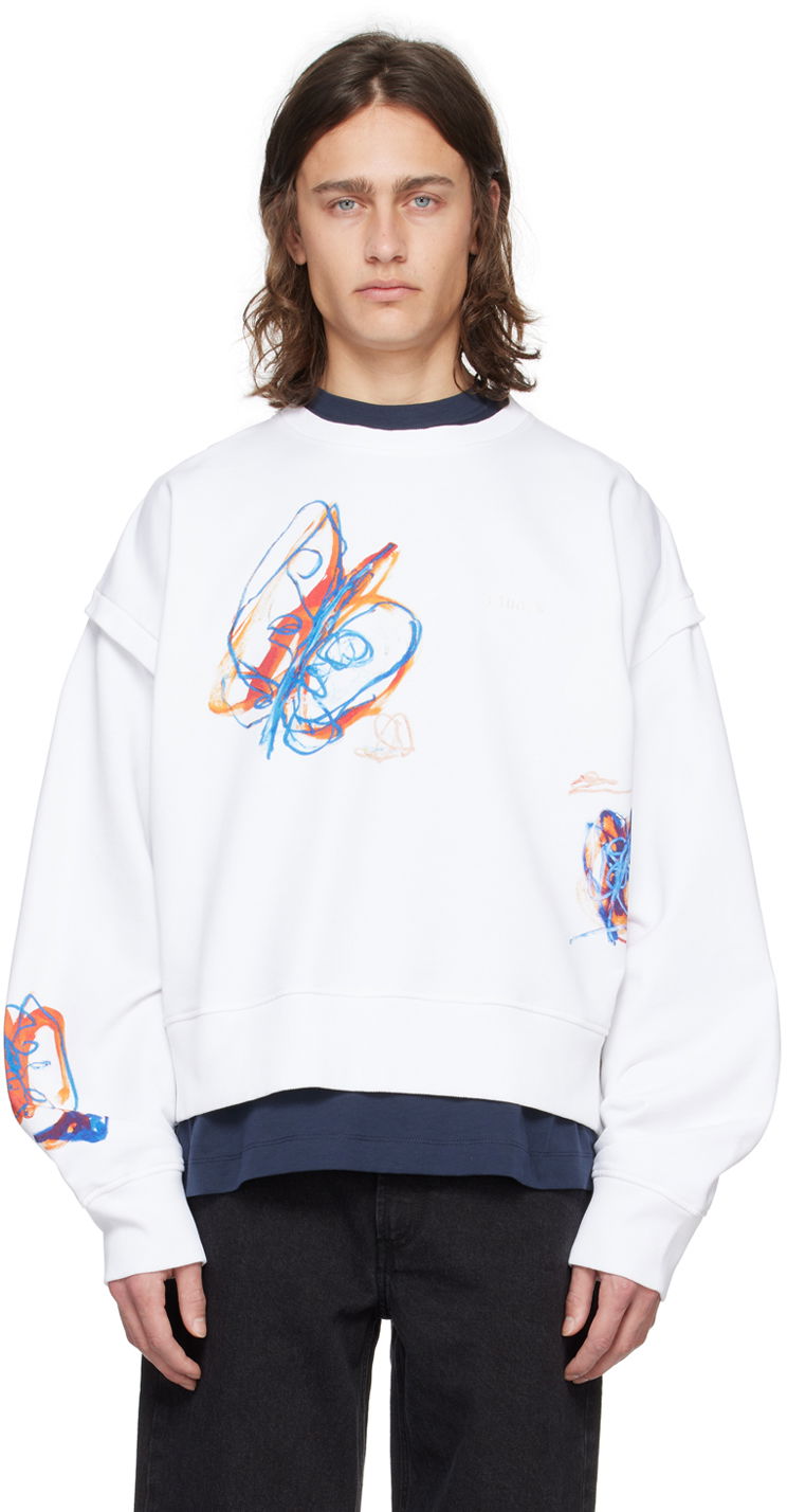 Суитчър Études Parade Print Cropped Sweatshirt Бяло | E24MC221A01300