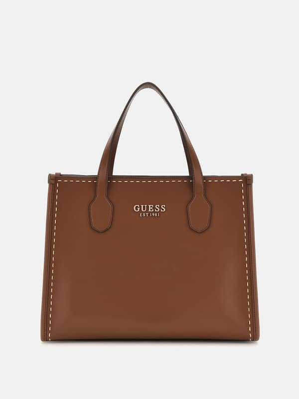 Дамска чанта GUESS Silvana Stitch Handbag Кафяво | HWVC8665220