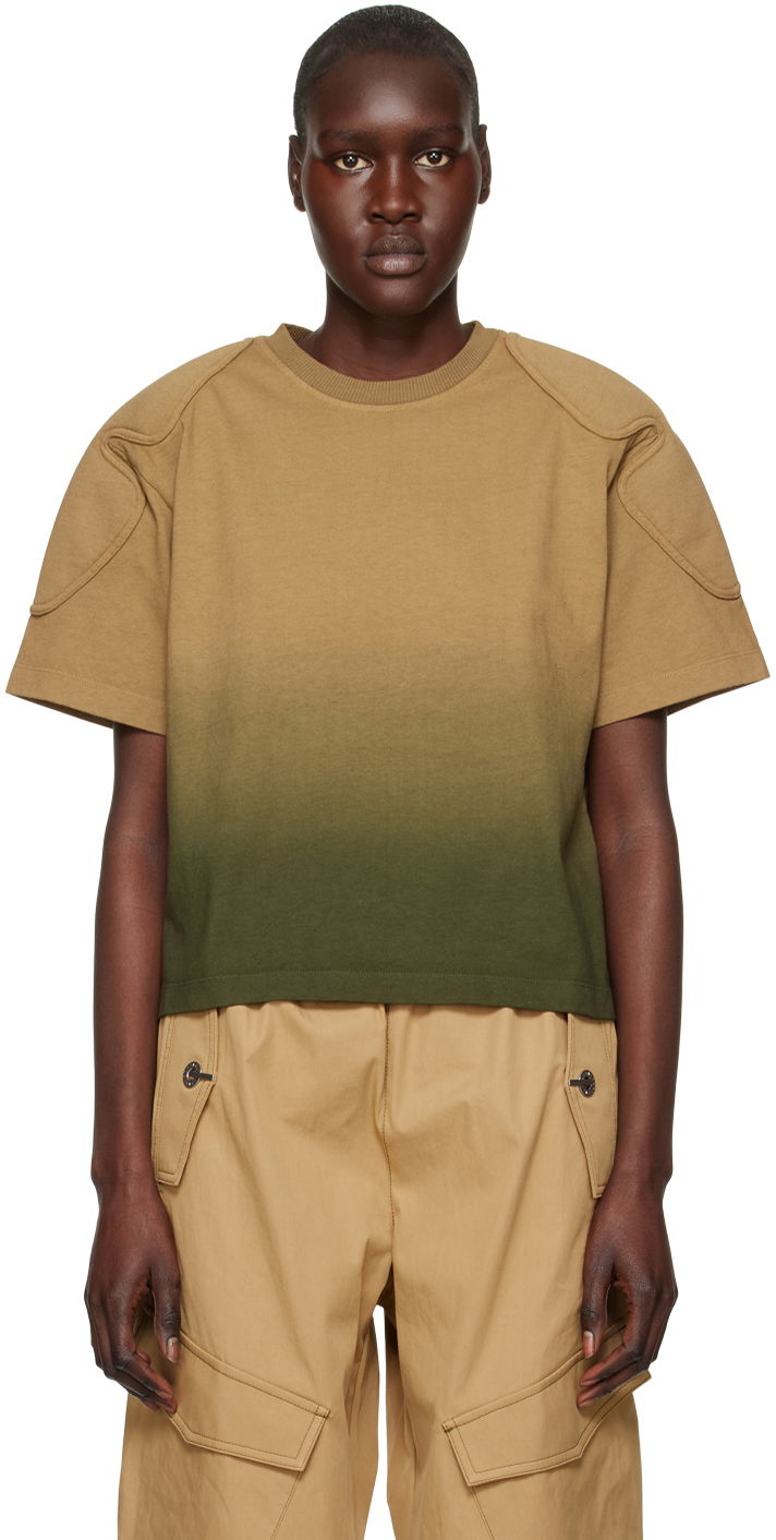 Съкратен топ Dion Lee Sunfade Gradient Cropped T-Shirt Кафяво | C3090R23, 0