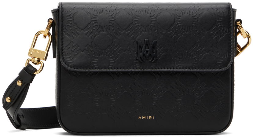 Чанта през рамо AMIRI Quad Leather Crossbody Bag Черно | AMBGSO1012