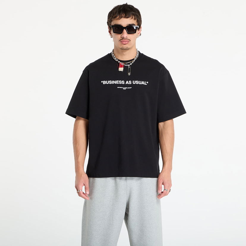 Тениска Off-White Off-White Business Quote Skate Short Sleeve T-Shirt Черно | OMAA120F25JER0121001