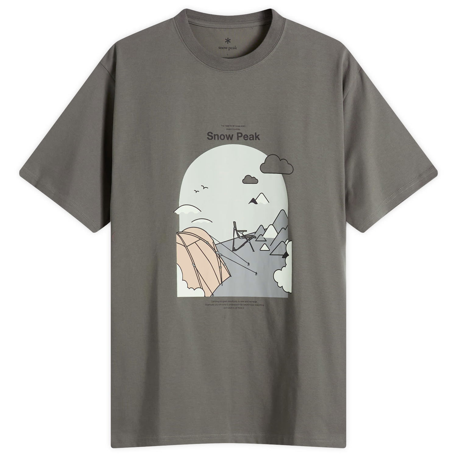 Тениска Snow Peak Camping Graphic T-Shirt, Size Small Сиво | TS-25AU008-GRY, 1