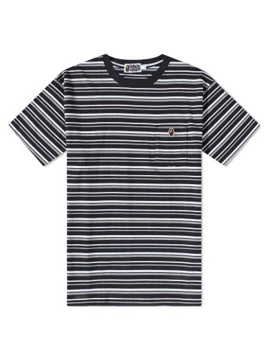 Тениска BAPE Striped One Point T-Shirt Black Черно | 001CSJ301002M-BLK